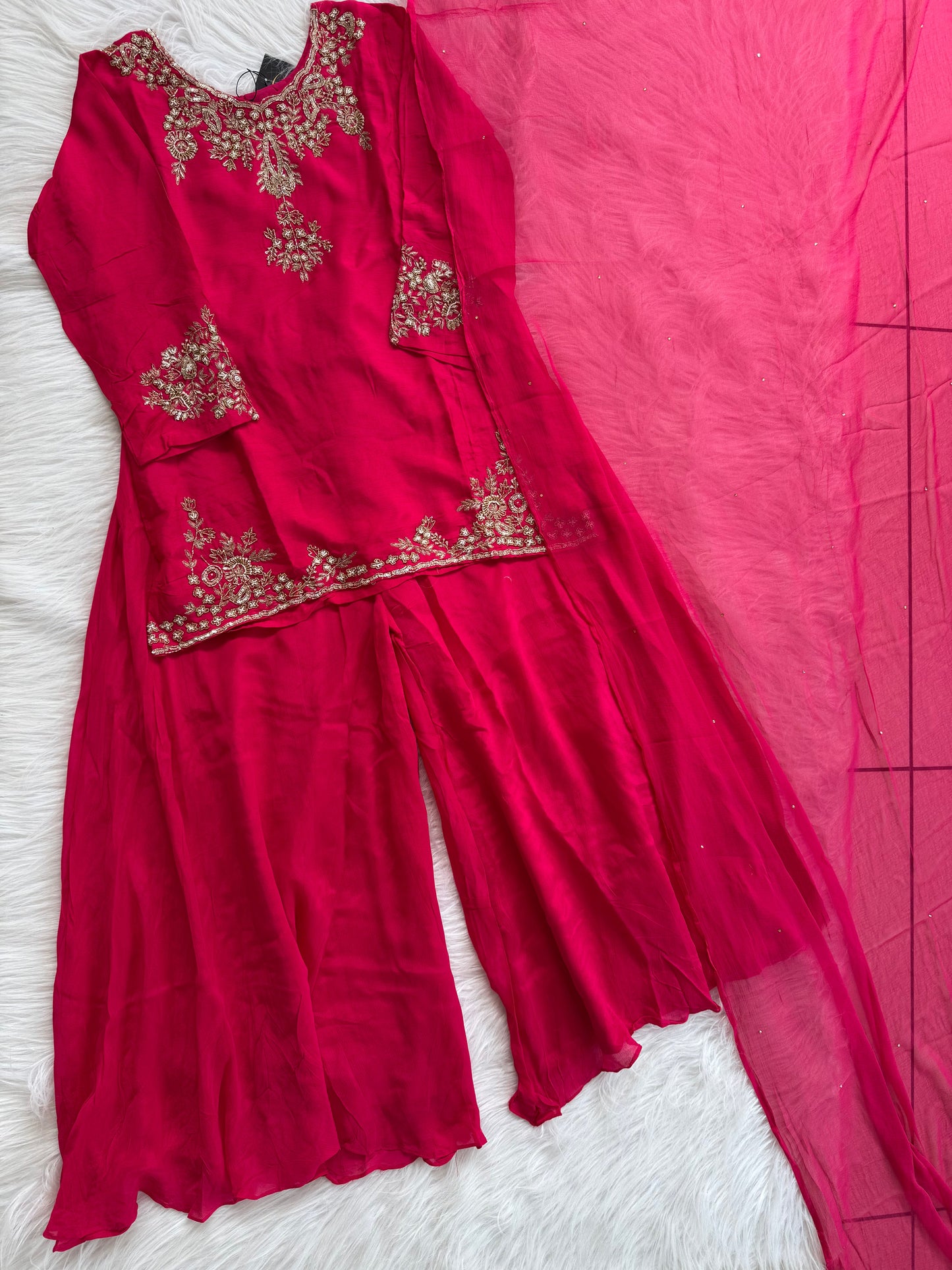 FUSCHIA FUSION SHARARA SUIT-1446