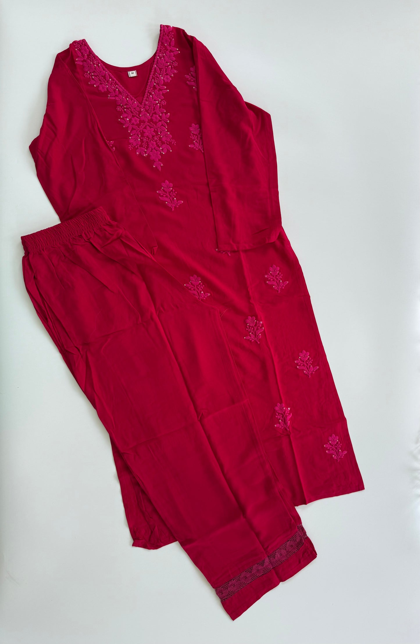 PINK CHIKANKARI COORDSET-0112