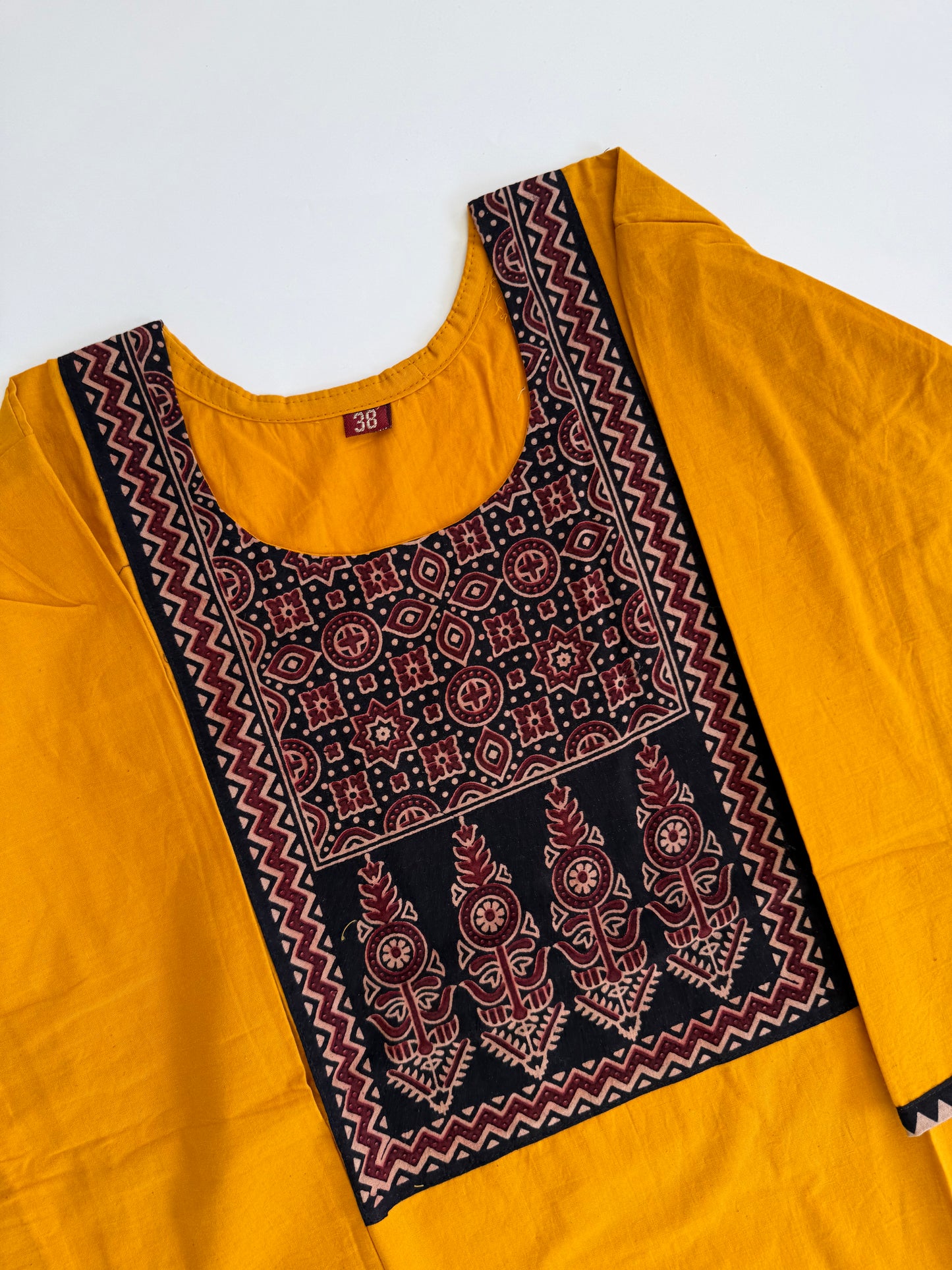 AJRAKH YOKE YELLOW KURTI-6091