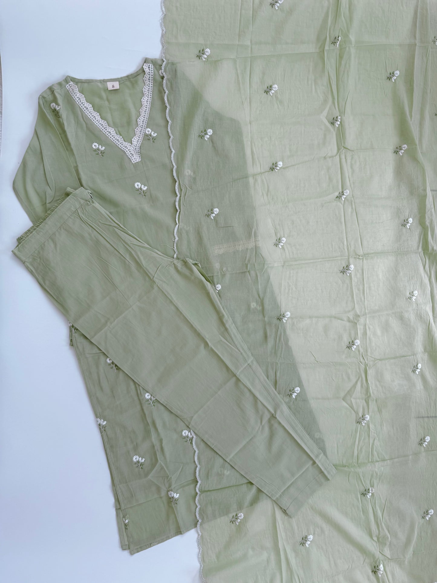 MULBLOOM GREEN KURTI SET-1750