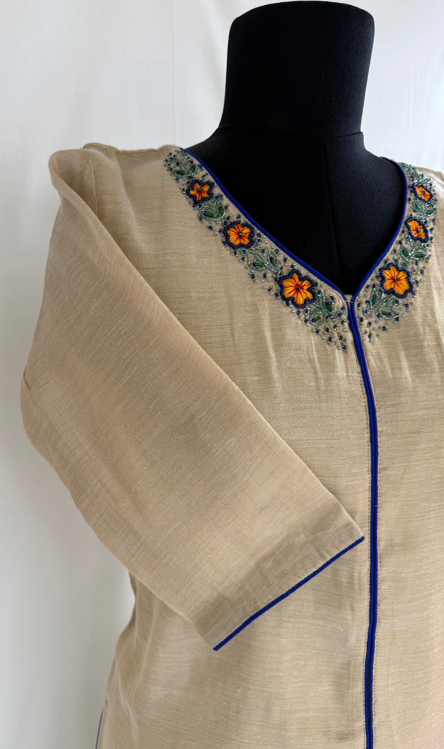 KASAVU BLUE FLORAL KURTI-6140
