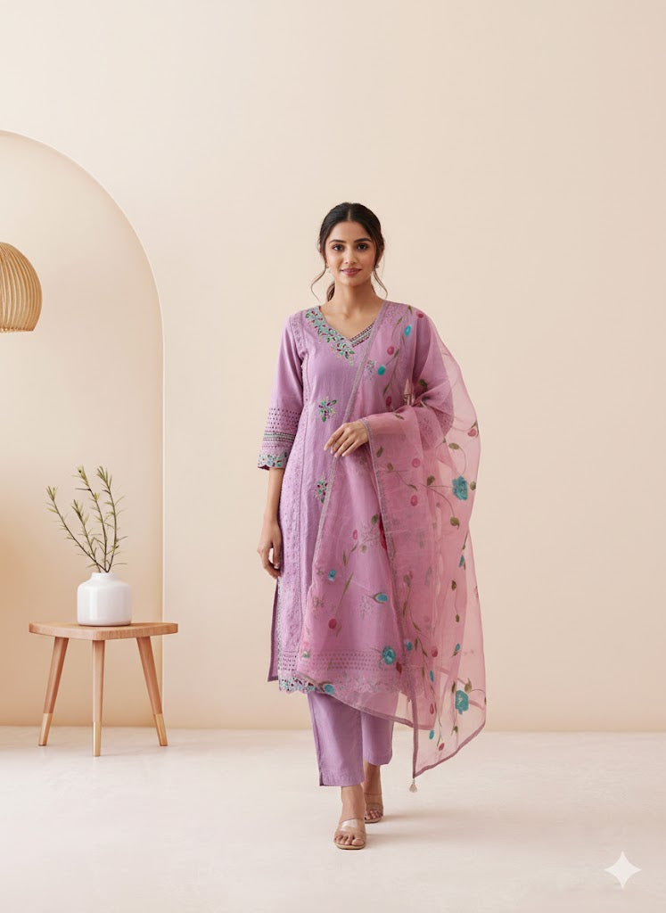 PINK HAKOBA KURTI SET-1466