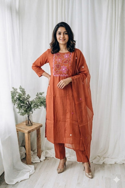 RUST THREAD ETHNIC SUIT - 1416