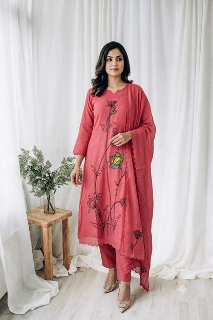 PINK CHANDERI ETHNIC SUIT-1730