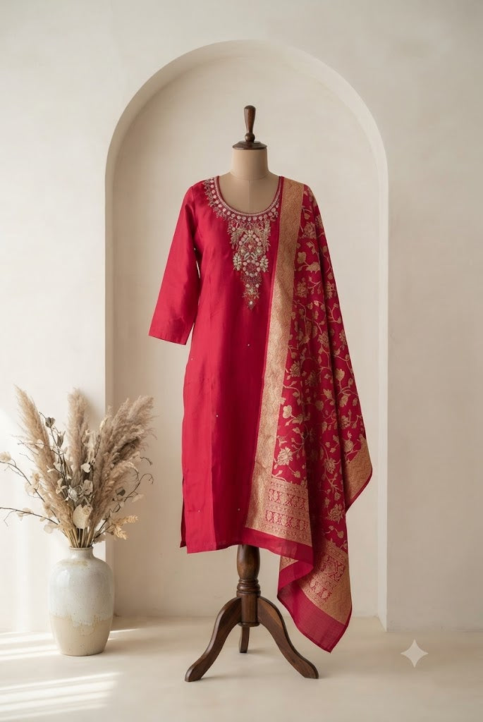 PINK SILK ETHNIC SUIT-1473