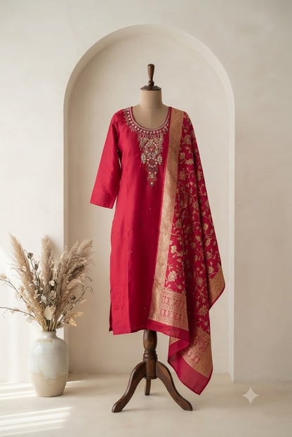 PINK SILK ETHNIC SUIT-1473