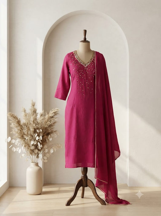 PINK MUL KOTA ETHNIC SUIT-1821