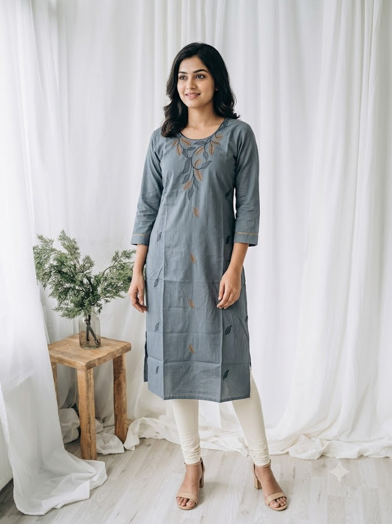 BLUE LEAF KURTI-6084