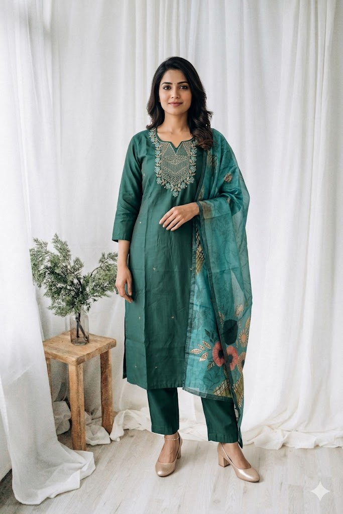 MYSTIC GREEN ETHNIC SUIT-1168