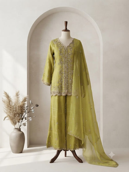 LIME ZEST SHARARA SUIT-1449
