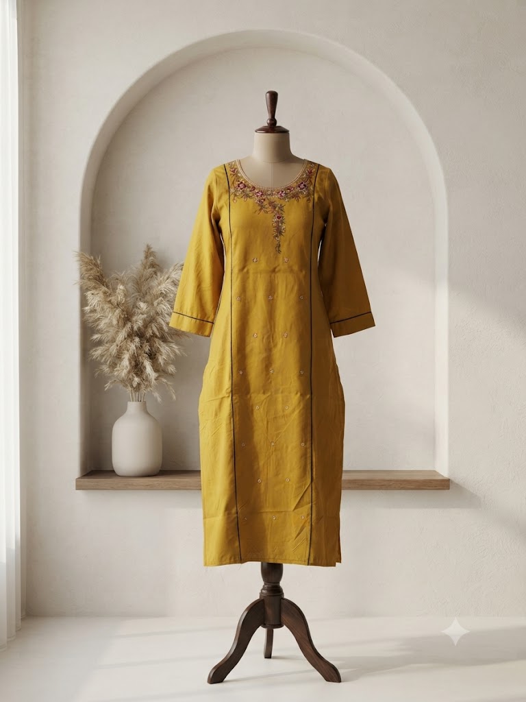 YELLOW BLOOM KURTI-6161