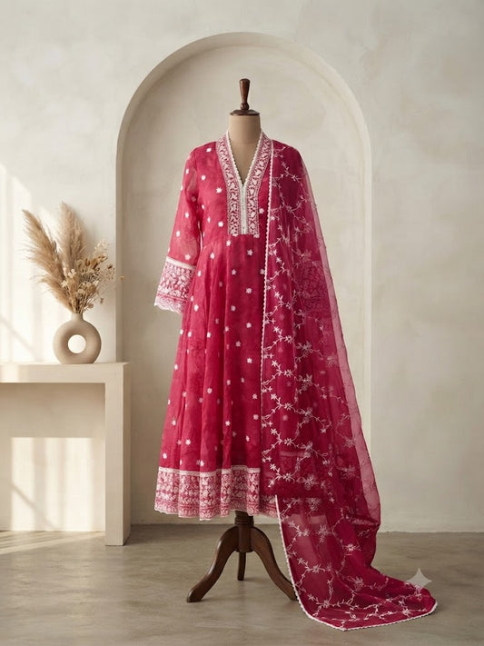 PINK ORGANZA ETHNIC SUIT-1396