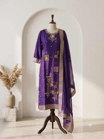 MAJESTIC VIOLET ETHNIC SUIT-1195