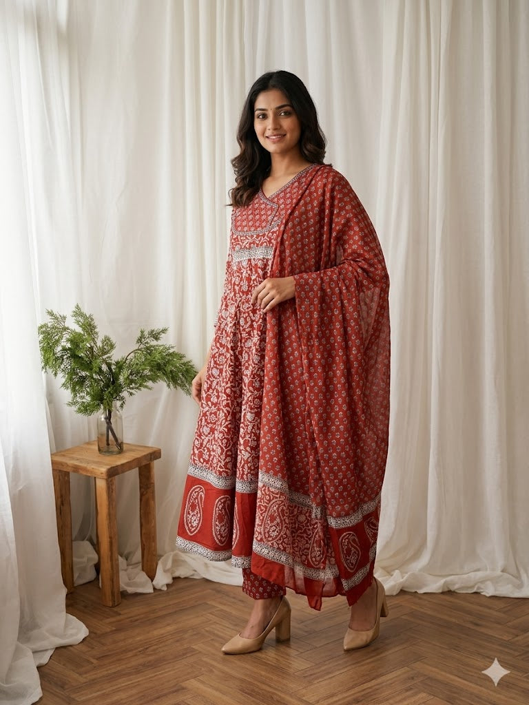 TERRACOTTA PRINT KURTI SET-2031