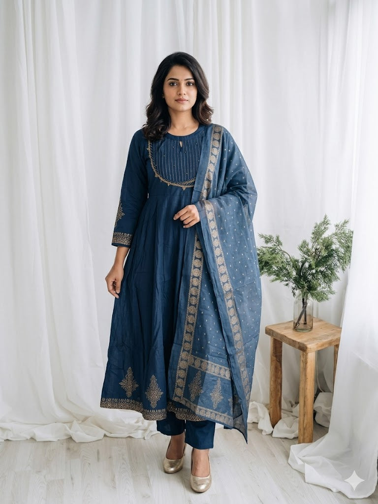 BLUE PRINT KURTI SET-1639