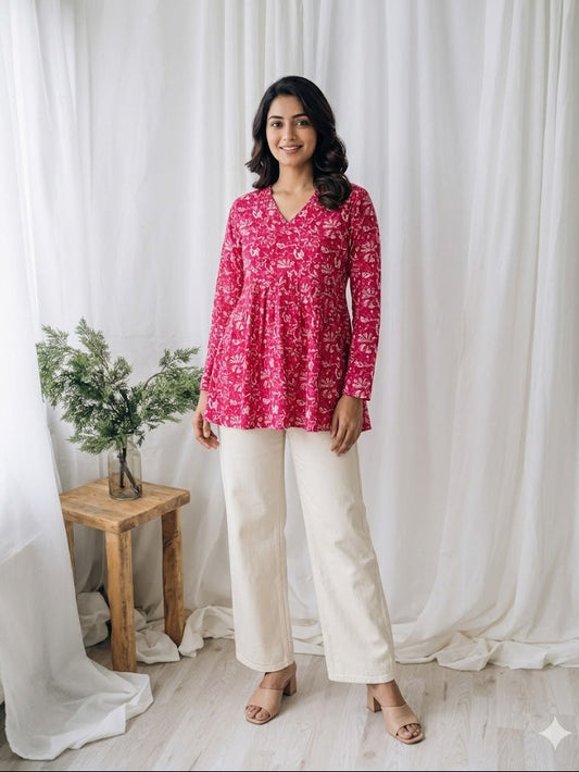 PINK PEPLUM KURTI-5034