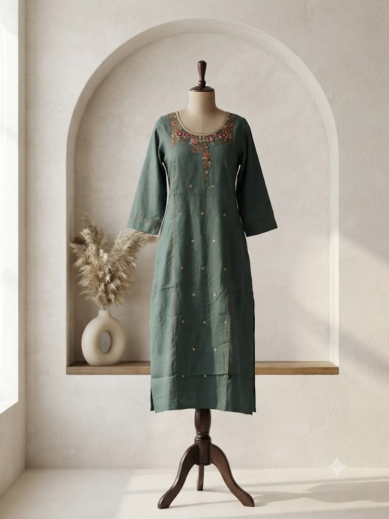 GREEN BLOOM KURTI-6161