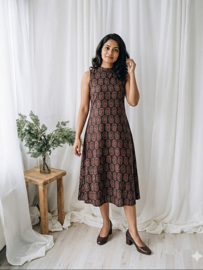 INDIE PAISLEY BLACK DRESS-3025