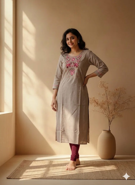 LOOMIRA BEIGE KURTI-6066