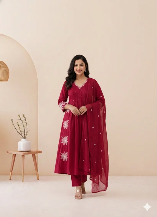 PINK PINTUCK KURTI SET-2090