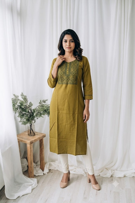 GREEN YOKE KURTI-6081