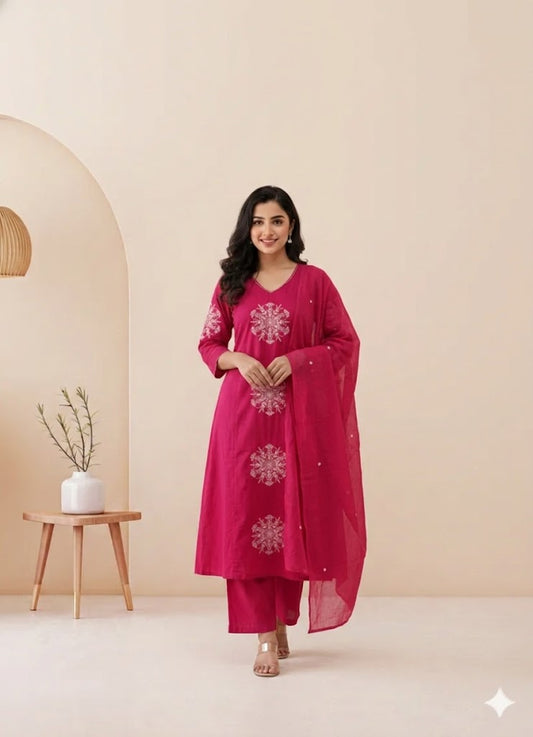 PINK MOTIF KURTI SET-2089