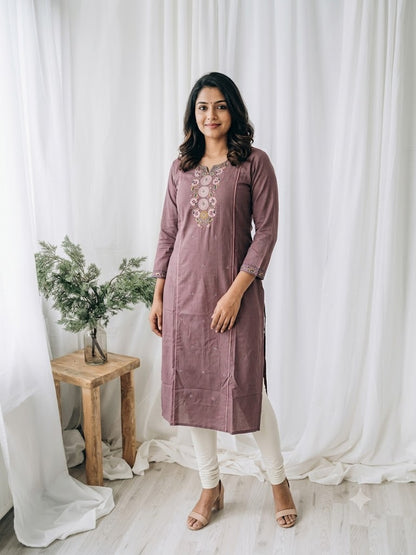 MAUVE FLORAL KURTI-6086
