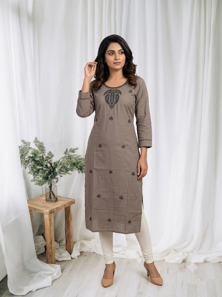 GREY THREAD KURTI-6087