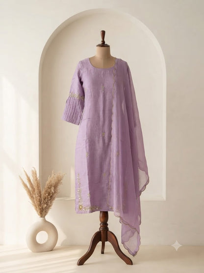LAVENDER SILK ETHNIC SUIT-1777