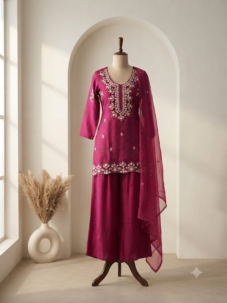 WINE ETHNIC SHARARA SUIT-1448