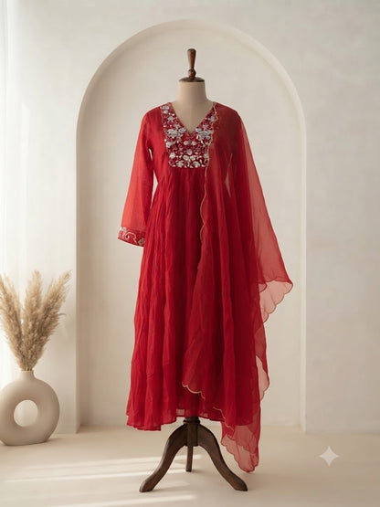 RED BLOOM ETHNIC SUIT-MC06