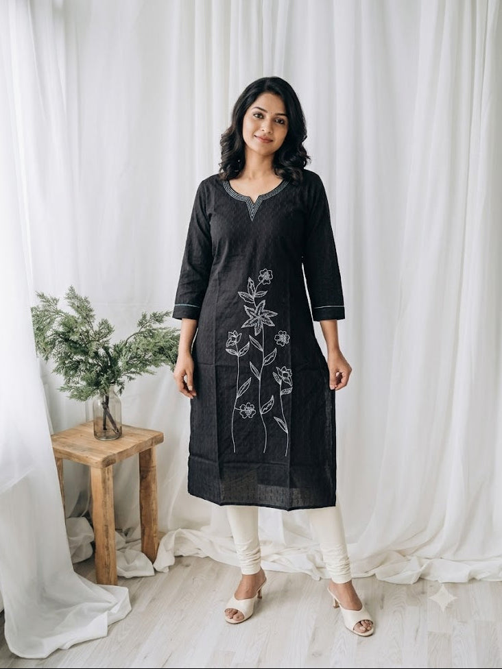 BLACK LEAF KURTI-6079