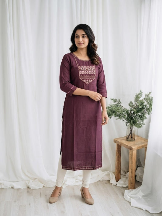 MAROON THREAD KURTI-6099
