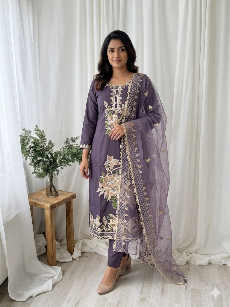 PURPLE PETALS ETHNIC SUIT-1177