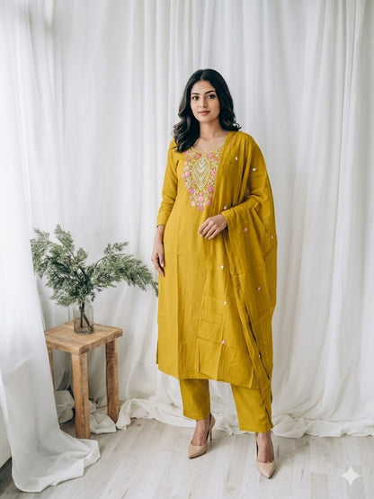 YELLOW THREAD ETHNIC SUIT - 1418