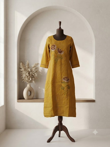 YELLOW PETAL KURTI-6162
