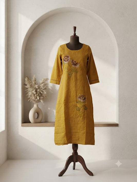 YELLOW PETAL KURTI-6162