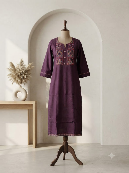 PURPLE YOKE KURTI-6083