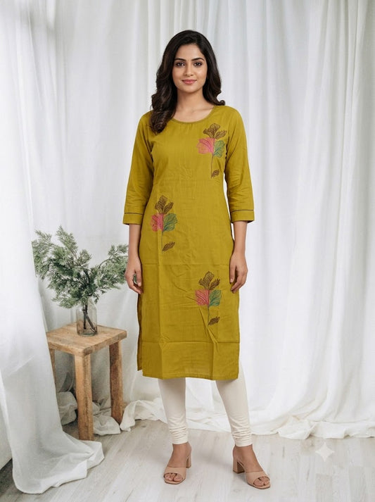 PARROT GREEN FLORAL KURTI-6097