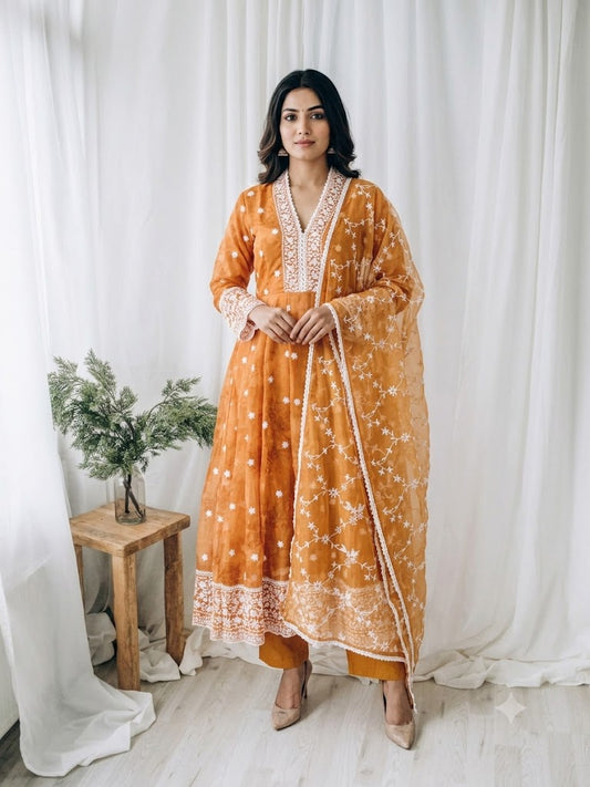 YELLOW ORGANZA ETHNIC SUIT-2049