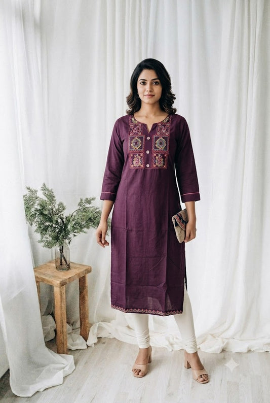 PURPLE YOKE KURTI-6083