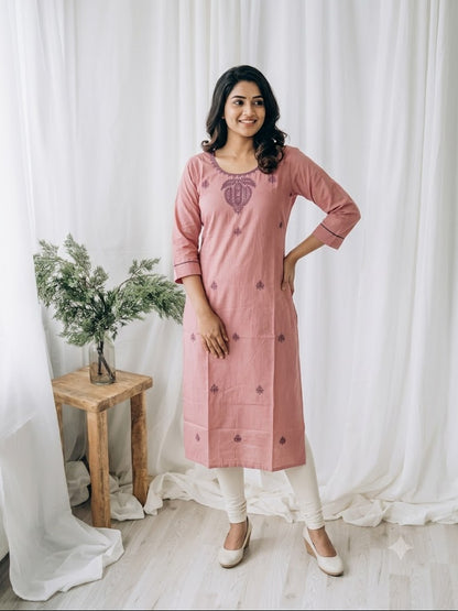 PEACH THREAD KURTI-6087