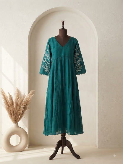 BLUE CHANDERI KURTI-6146