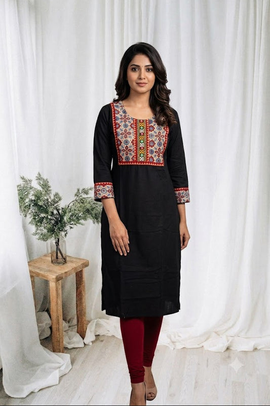 AJRAKH KUTCHI BLACK KURTI-6093