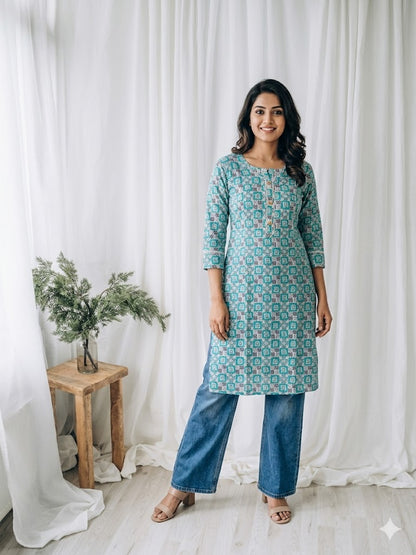 PIXEL BLUE KURTI-6021