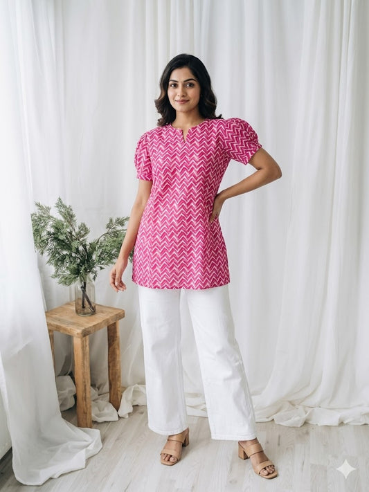 PINK SHORT KURTI-5037