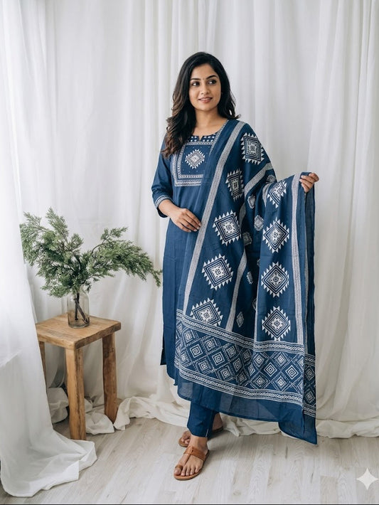 BLUE CLASSIC KURTI SET-1517
