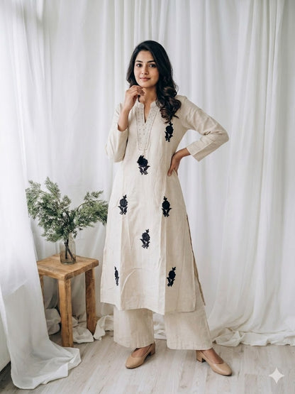 DHARA PETAL CREAM-MAROON COORDSET-0022
