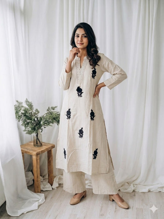 DHARA PETAL CREAM-MAROON COORDSET-0022