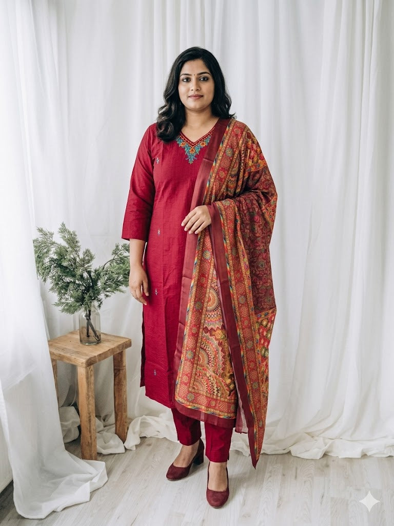 MAROON GLOW ETHNIC SUIT-1255